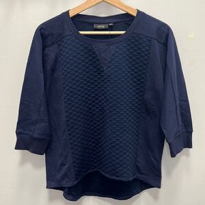 Apt. 9 Women’s Blue Peacoat Quilted 3/4 Sleeve Cropped Sweatshirt Size XS